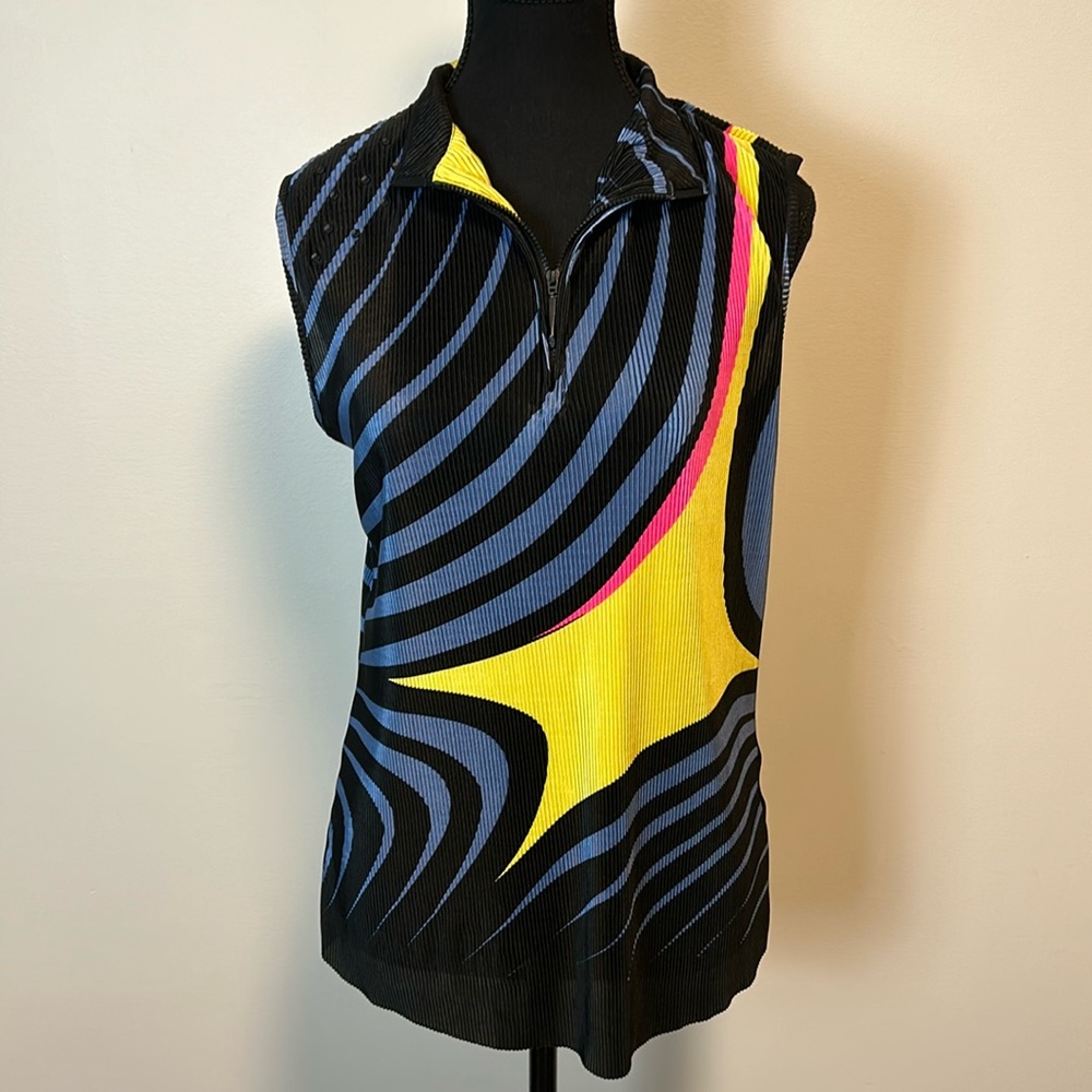 Jamie Sadock Ribbed Swirl Psychedelic Sleeveless Tank Top Sz L